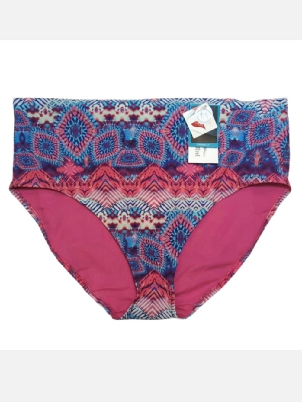 NEW Chantelle Paris Kaleidoscopic High Waist Bikini Bottom Pink Blue Size Large